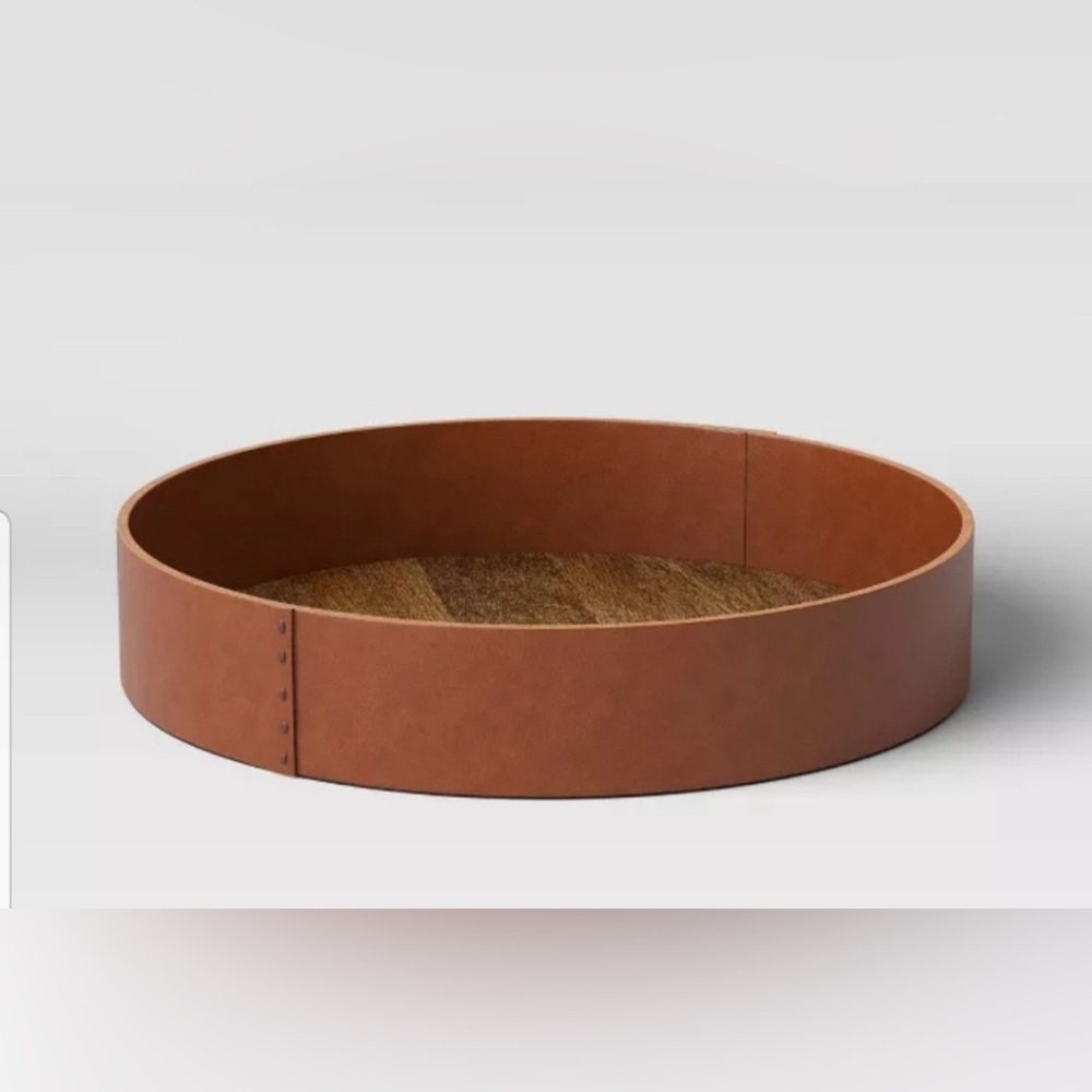 Studio Mcgee x Threshold 14” Decorative Leather Round Tray